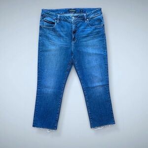 Lucky Brand Emma Crop Jeans Size 14W Medium Wash Raw Hem